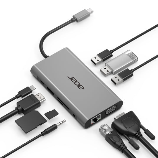 Acer HP.DSCAB.002 laptop-dockingstation & portreplikator USB 3.2 Gen 1 (3.1 Gen 1) Type-C Silber