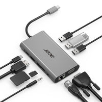 Acer HP.DSCAB.002 laptop-dockingstation & portreplikator USB 3.2 Gen 1 (3.1 Gen 1) Type-C Silber