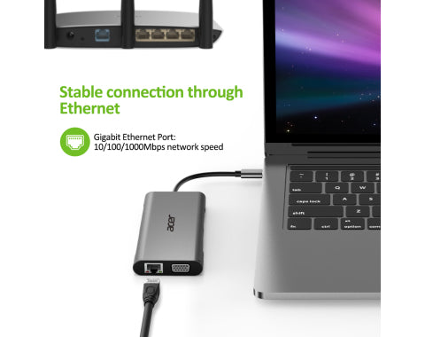 Acer HP.DSCAB.002 laptop-dockingstation & portreplikator USB 3.2 Gen 1 (3.1 Gen 1) Type-C Silber