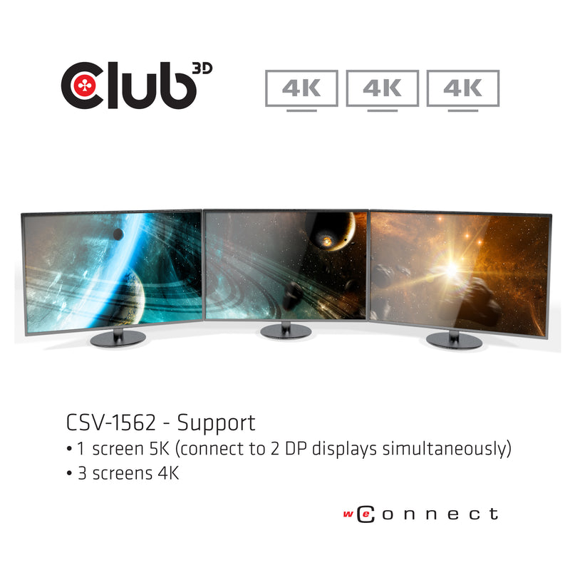 CLUB3D CSV-1562 laptop-dockingstation & portreplikator Andocken USB 3.2 Gen 1 (3.1 Gen 1) Type-C Schwarz