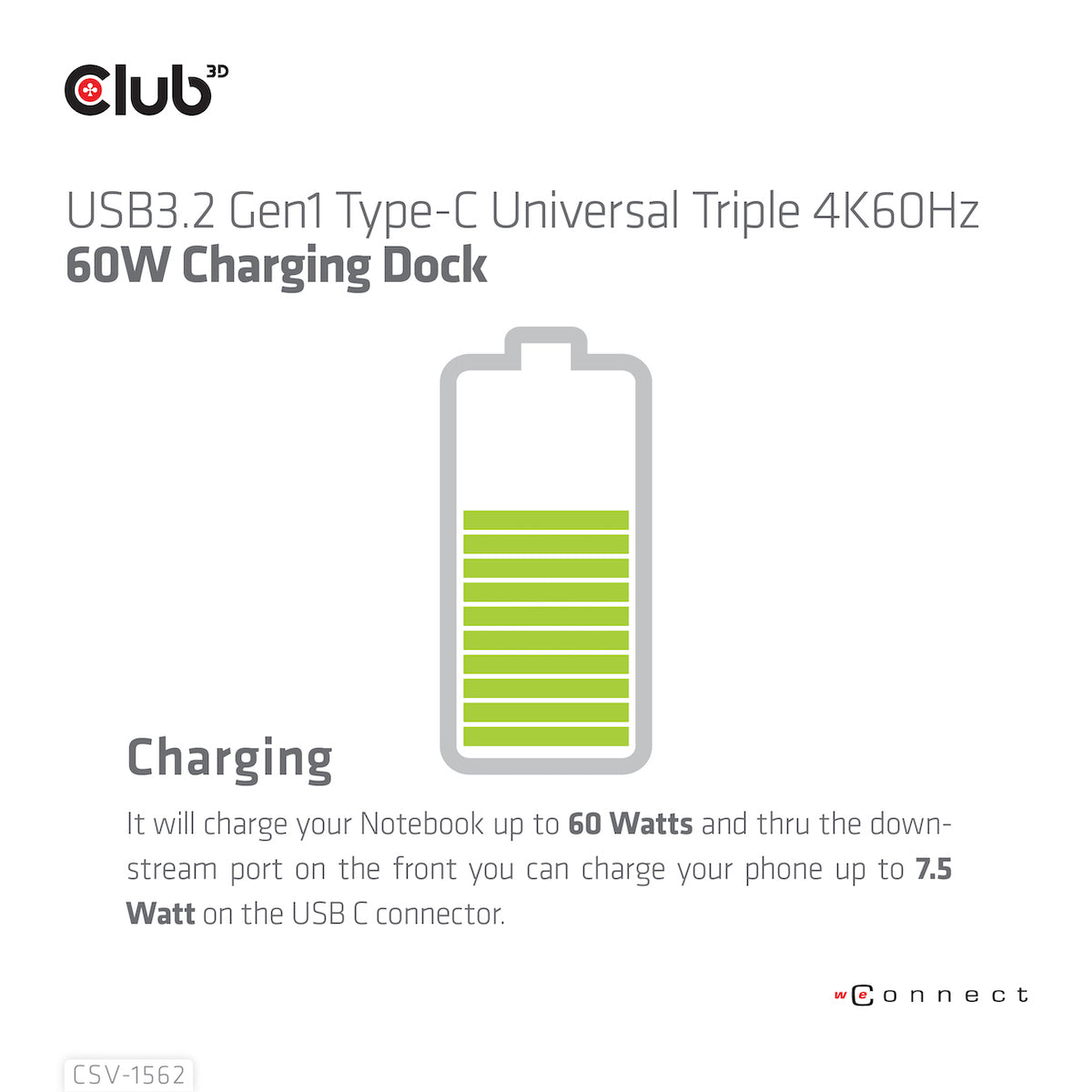 CLUB3D CSV-1562 laptop-dockingstation & portreplikator Andocken USB 3.2 Gen 1 (3.1 Gen 1) Type-C Schwarz