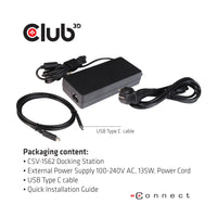 CLUB3D CSV-1562 laptop-dockingstation & portreplikator Andocken USB 3.2 Gen 1 (3.1 Gen 1) Type-C Schwarz