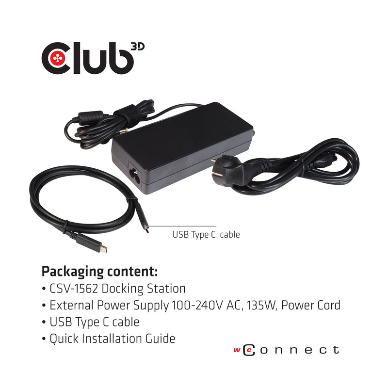CLUB3D CSV-1562 laptop-dockingstation & portreplikator Andocken USB 3.2 Gen 1 (3.1 Gen 1) Type-C Schwarz