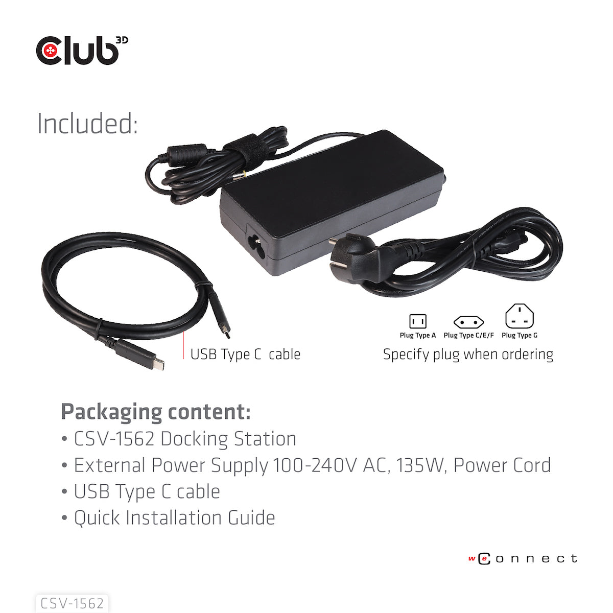 CLUB3D CSV-1562 laptop-dockingstation & portreplikator Andocken USB 3.2 Gen 1 (3.1 Gen 1) Type-C Schwarz