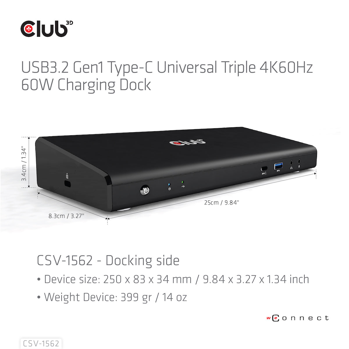 CLUB3D CSV-1562 laptop-dockingstation & portreplikator Andocken USB 3.2 Gen 1 (3.1 Gen 1) Type-C Schwarz