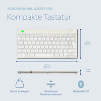 R-Go Tools Ergonomische Tastatur R-Go Compact Break, kompakte Tastatur mit Pausensoftware, AZERTY (FR), Bluetooth, Weiß
