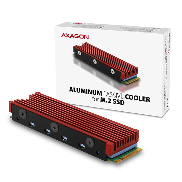 Axagon CLR-M2 Alu-Passivkühler für alle M.2-SSD-Festplatten Gr. 2280, Höhe 12 mm.
