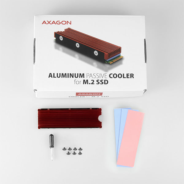 Axagon CLR-M2 Alu-Passivkühler für alle M.2-SSD-Festplatten Gr. 2280, Höhe 12 mm.