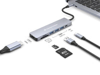 Conceptronic DONN19G 7-in-1 USB 3.2 Gen 1 Dockingstation, HDMI, USB-A 3.0 x 3, SD, TF/MicroSD, 100W USB PD
