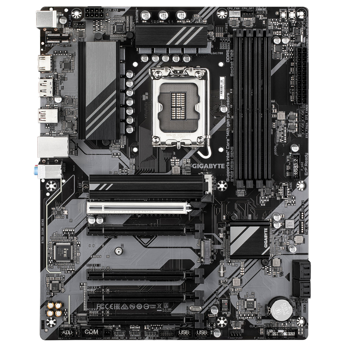 GIGABYTE B760 DS3H GEN5 Mainboard – Unterstützt Intel Core Prozessoren der 14. Generation, 8+2+1 Phasen Digital-VRM, bis zu 5600 MHz DDR5, 2 x PCIe 4.0 M.2, 1 GbE LAN, USB 3.2 Gen 2x2