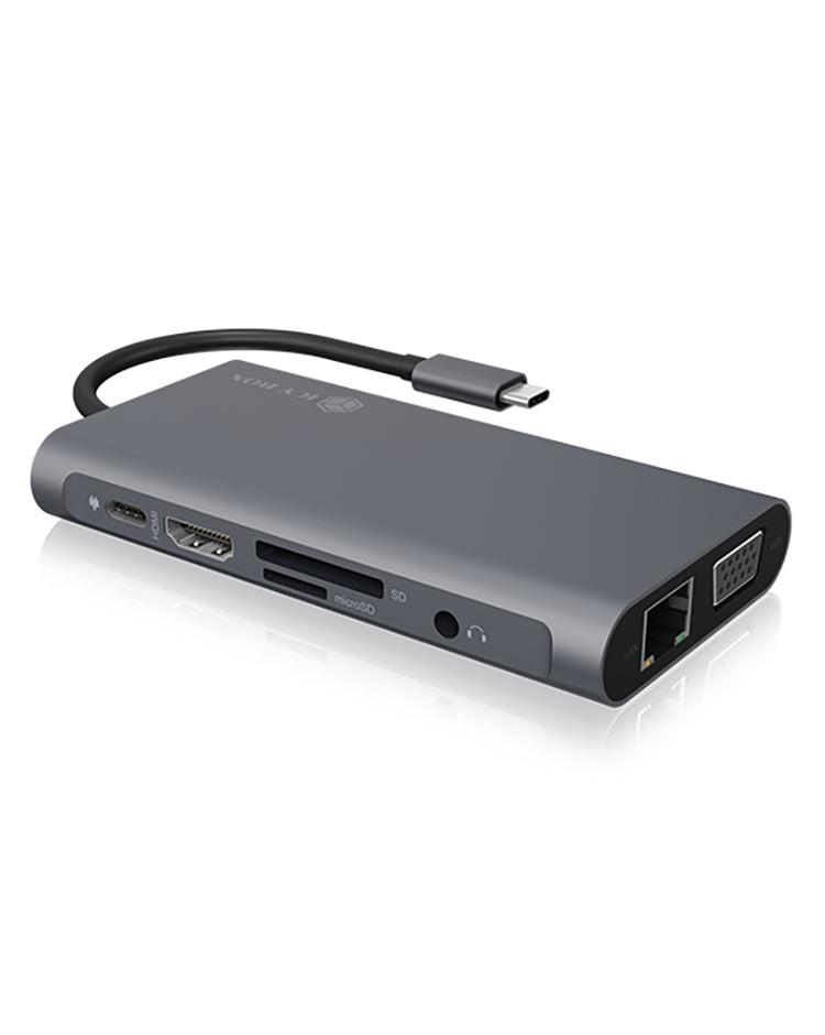 ICY BOX IB-DK4040-CPD, 10 in 1 USB Type-C® Notebook DockingStation, 1x HDMI 4K60Hz, 1x VGA, 3x USB-A, 1x USB-C(PD Only), 1x Audiocombo