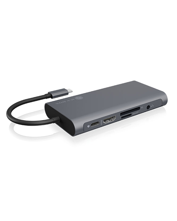 ICY BOX IB-DK4040-CPD, 10 in 1 USB Type-C® Notebook DockingStation, 1x HDMI 4K60Hz, 1x VGA, 3x USB-A, 1x USB-C(PD Only), 1x Audiocombo