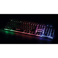 Manhattan USB-Gaming-Tastatur mit LEDs und Metallunterseite, 12 Funktionstasten, Metallunterseite, farbige LED-Hintergrundbeleuchtung, 19 Anti-Ghosting-Tasten, Schutzklasse IPX4 (spritzwassergeschützt), schwarz