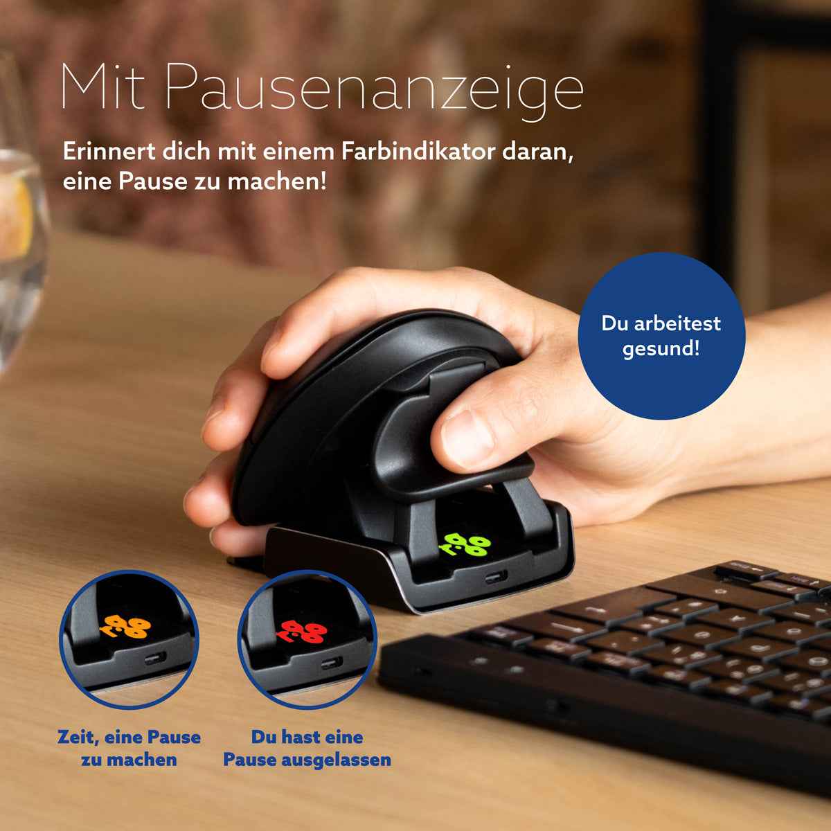 R-Go Tools Ergonomische Maus R-Go Twister mit Pausensoftware, beidhändige Maus, faltbar, Bluetooth und kabelgebunden