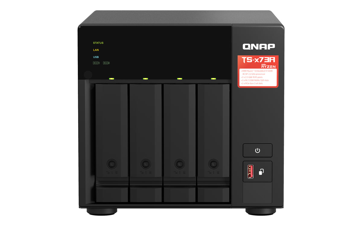 QNAP TS-473A NAS Tower Ryzen Embedded V1500B 8 GB DDR4 0 TB QNAP Turbo System Schwarz