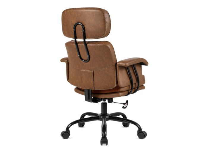 Equip 651021 Ergonomischer Chefsessel, gepolsterte Armlehnen, Butterfly-Mechanismus, verchromtes Fußkreuz, höhenverstellbar, 360° drehbar, braun