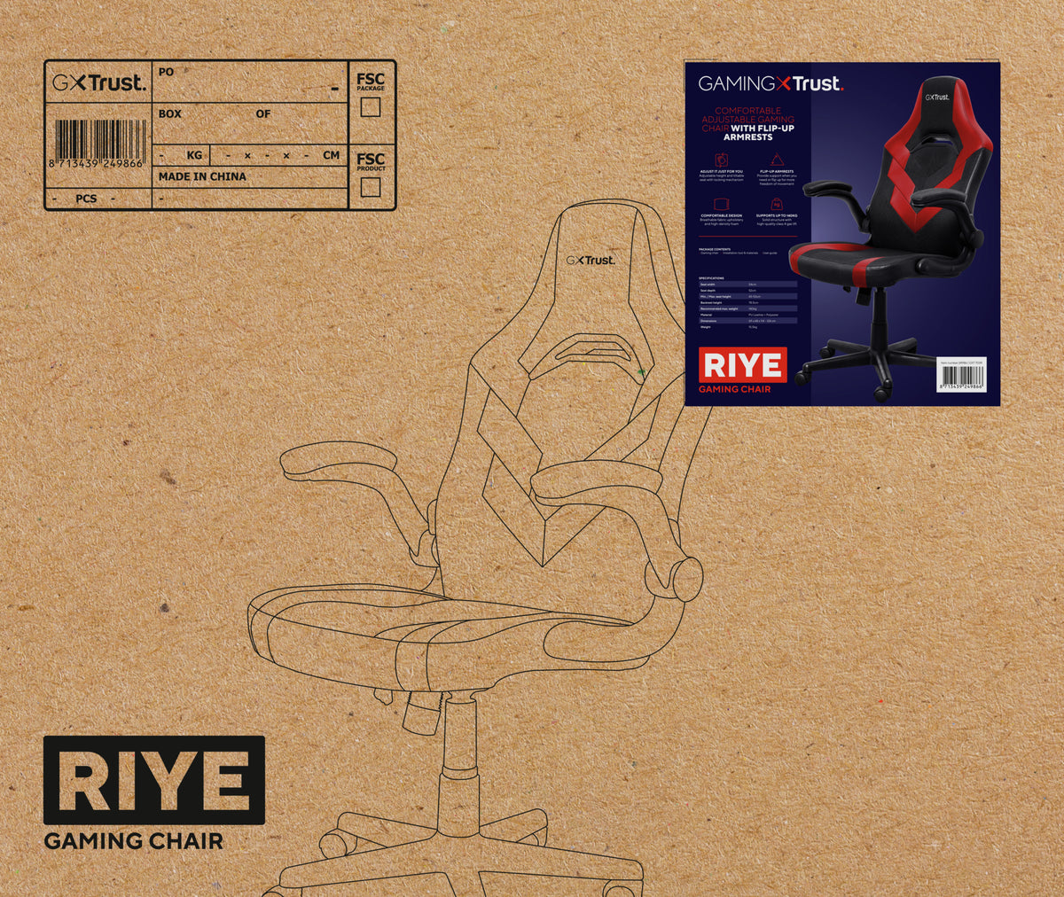 Trust GXT 703R RIYE Universal-Gamingstuhl Schwarz, Rot
