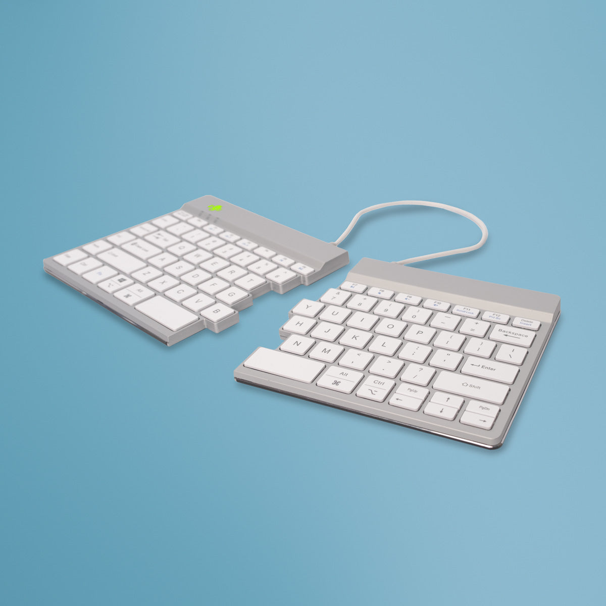 R-Go Tools Ergonomische Tastatur R-Go Split Break mit Pausensoftware, ergonomische geteilte Tastatur, QWERTY (US), kabellos, weiß