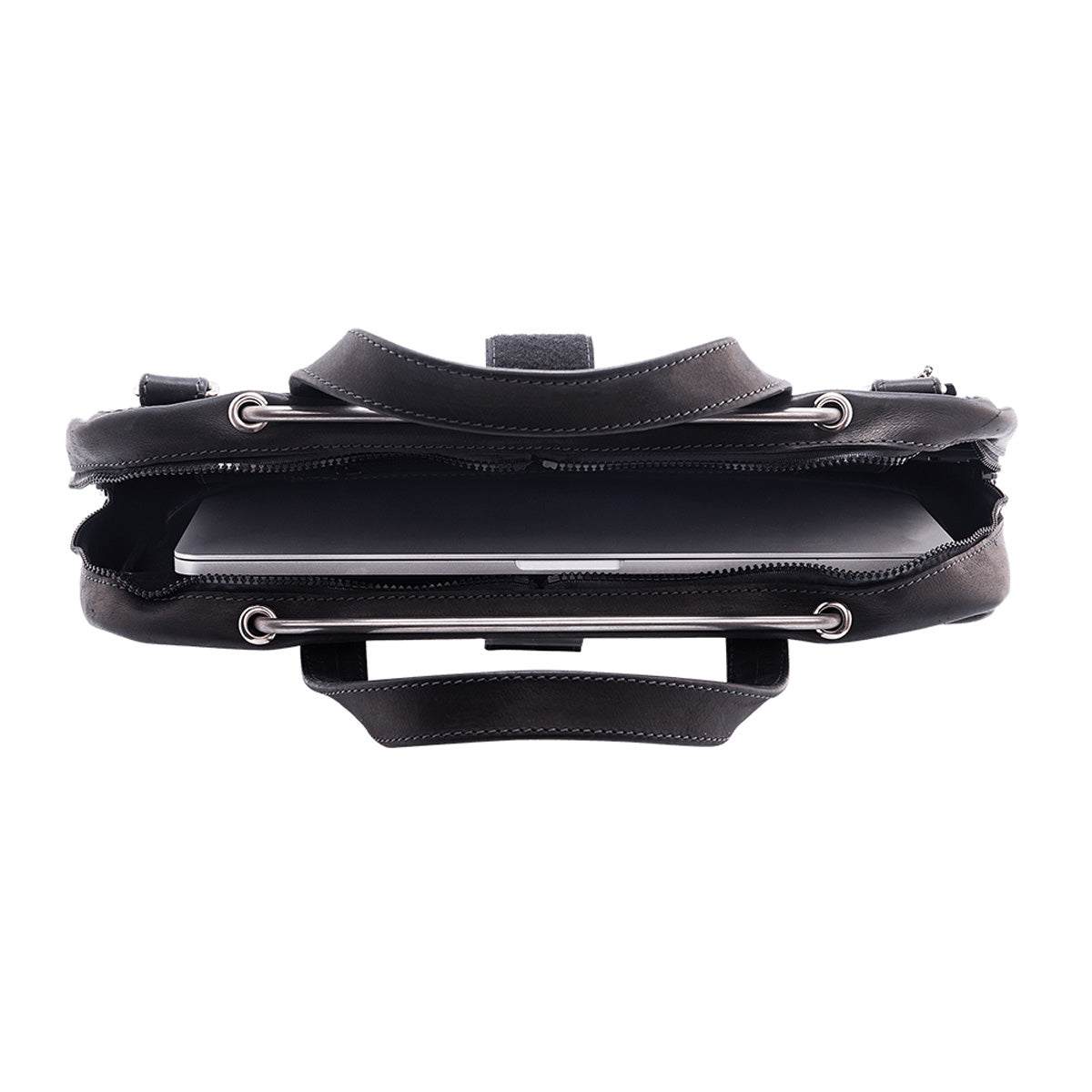 R-Go Tools Laptoptasche R-Go Viva, Vollnarbenleder, mit integriertem Laptop-Ständer, Schulterriemen, 15,6-Zoll, Schwarz