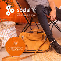 R-Go Tools Laptoptasche R-Go Viva, Vollnarbenleder, mit integriertem Laptop-Ständer, Schulterriemen, 15,6-Zoll, braun