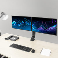 Supporto da tavolo per monitor ACT con barra trasversale, 2 schermi fino a 27", con vite a testa zigrinata