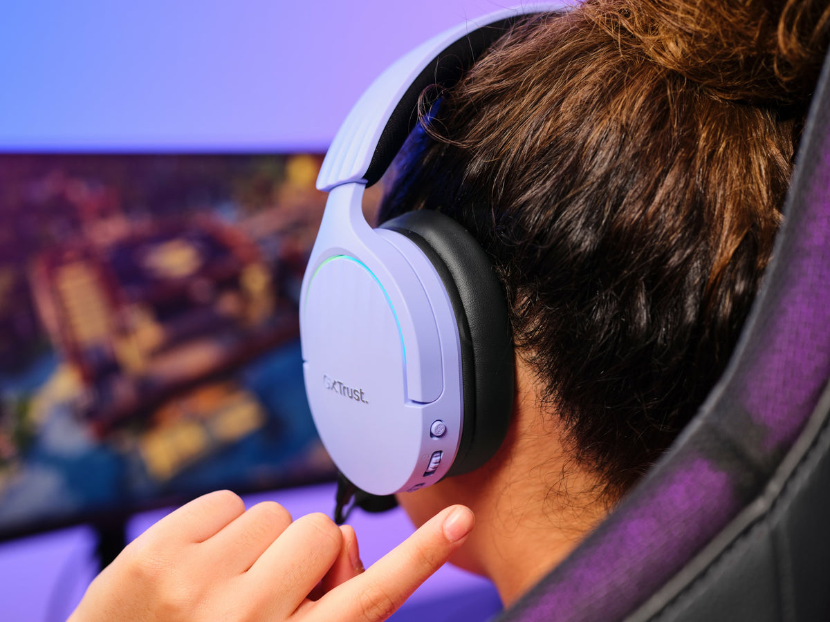 Trust GXT 491P FAYZO Kopfhörer Verkabelt & Kabellos Kopfband Gaming USB Typ-A Bluetooth Schwarz, Violett