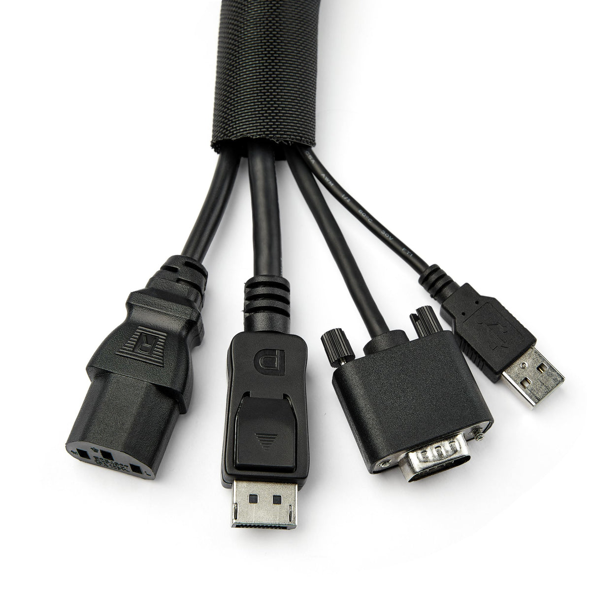 StarTech.com 4,6 m Kabelschlauch - Flexibel gewickelter Kabelstrumpf - Ø 2,54 - 3,81cm Durchmesser - Polyester Kabelabdeckung - Kabelkanal - Kabelbündelschlauch - Schutzschlauch - Schwarzer Cable Organizer zum Zuschneiden