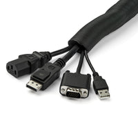 StarTech.com 4,6 m Kabelschlauch - Flexibel gewickelter Kabelstrumpf - Ø 2,54 - 3,81cm Durchmesser - Polyester Kabelabdeckung - Kabelkanal - Kabelbündelschlauch - Schutzschlauch - Schwarzer Cable Organizer zum Zuschneiden