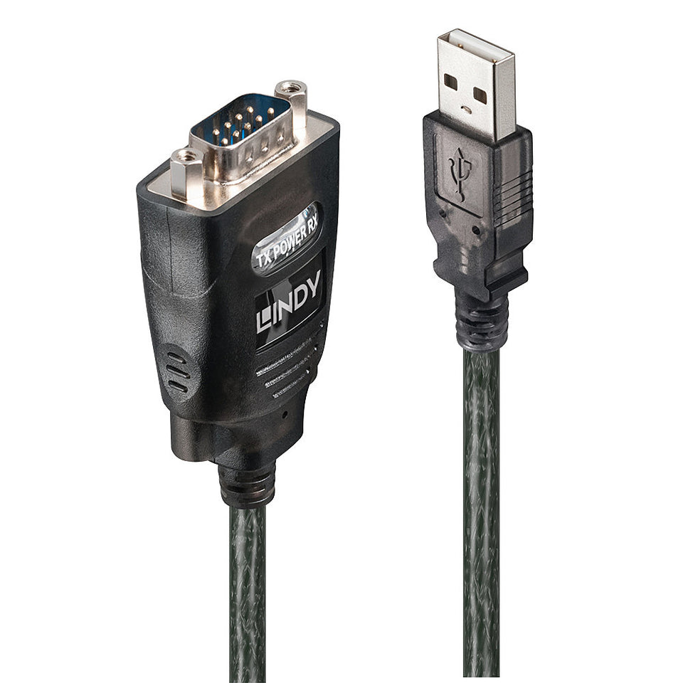 Lindy 42686 Câble série Noir 1,1 m USB Type-A DB-9