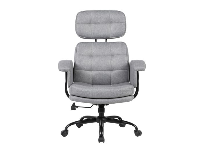 Equip 651020 Ergonomischer Chefsessel, gepolsterte Armlehnen, Butterfly-Mechanik, verchromtes Fußkreuz, höhenverstellbar, um 360° drehbar, Grau