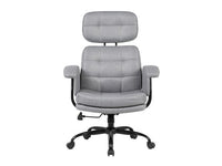 Equip 651020 Ergonomischer Chefsessel, gepolsterte Armlehnen, Butterfly-Mechanik, verchromtes Fußkreuz, höhenverstellbar, um 360° drehbar, Grau