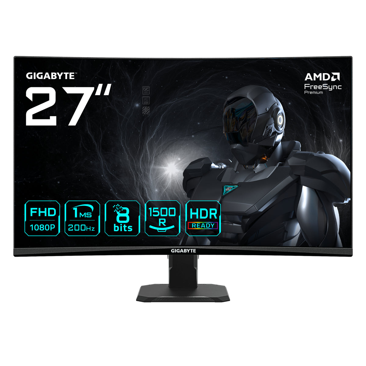 GIGABYTE GS27FCA 27" FHD Curved Gaming Monitor - 1920 x 1080, 200Hz, 1ms, 250 cd/m², FreeSync Premium, HDR Ready, HDMI 2.0, DisplayPort 1.4