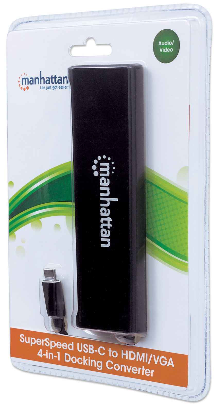 Manhattan 152631 laptop-dockingstation & portreplikator Kabelgebunden USB 3.2 Gen 1 (3.1 Gen 1) Type-C Schwarz