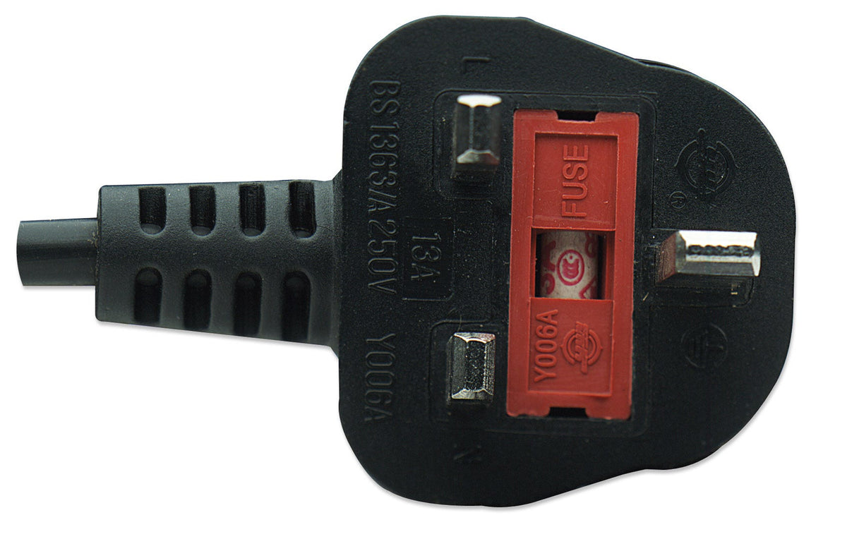 Manhattan Stromkabel, C7 auf BS 1363 (3-pol. UK-Stecker), 1,8 m, schwarz