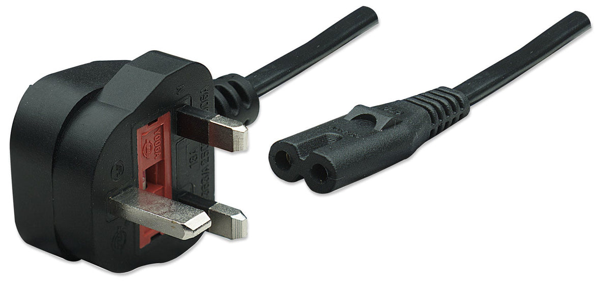 Manhattan Stromkabel, C7 auf BS 1363 (3-pol. UK-Stecker), 1,8 m, schwarz