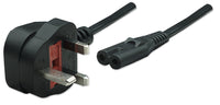 Manhattan Stromkabel, C7 auf BS 1363 (3-pol. UK-Stecker), 1,8 m, schwarz