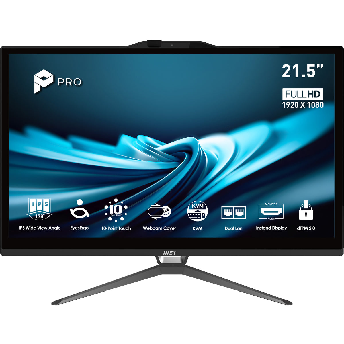 MSI Pro AP222T 14MA-613EU Intel® Core™ i3 i3-14100 54,6 cm (21.5") 1920 x 1080 Pixel Touchscreen All-in-One-PC 8 GB DDR4-SDRAM 512 GB SSD Windows 11 Home Wi-Fi 5 (802.11ac) Schwarz