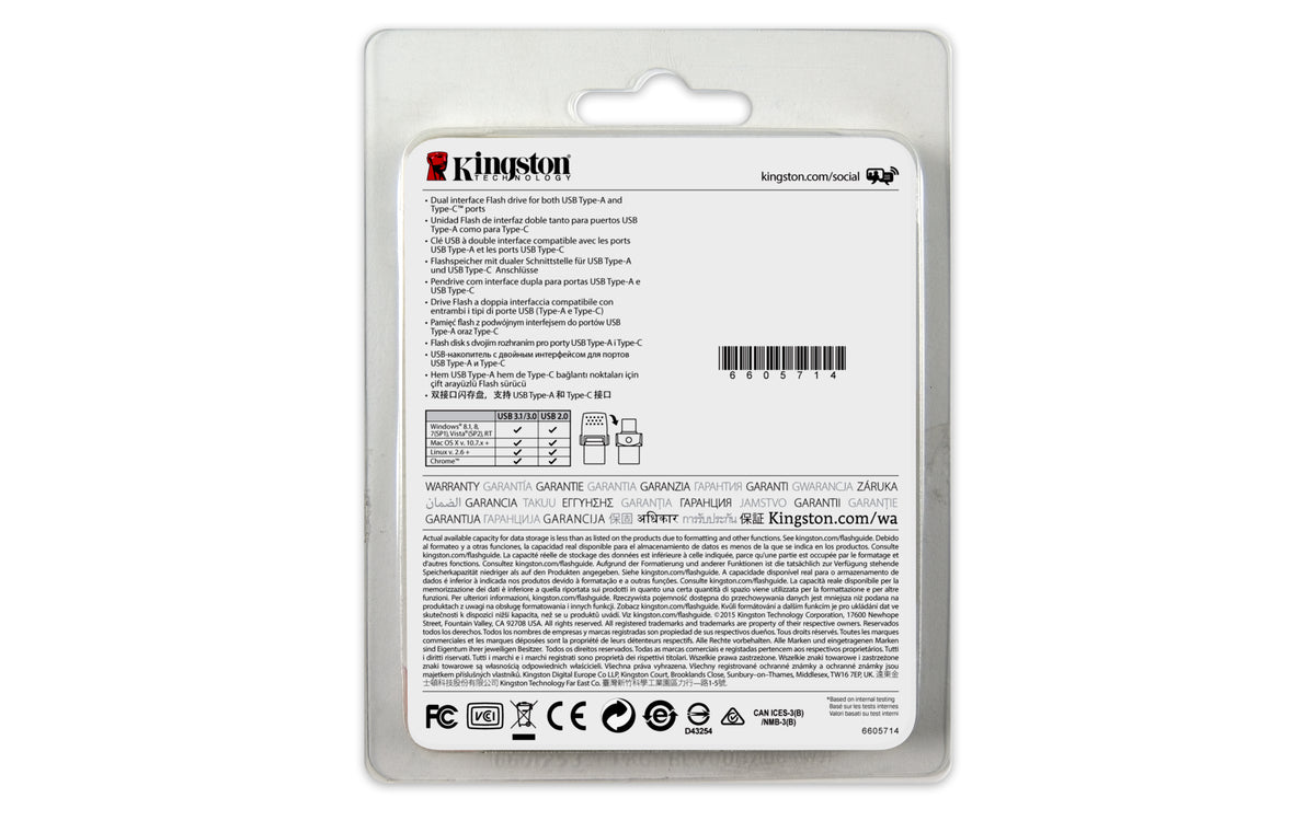 Kingston Technology DataTraveler microDuo 3C 64GB USB-Stick USB Type-A / USB Type-C 3.2 Gen 1 (3.1 Gen 1) Schwarz