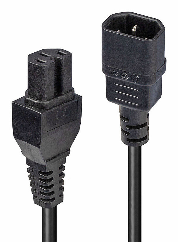Lindy 30314 Stromkabel Schwarz 2 m C14-Koppler C15-Koppler