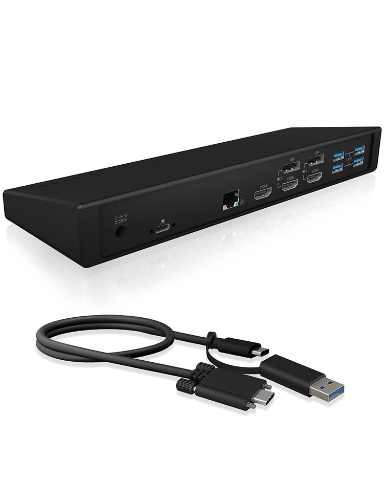 ICY BOX IB-DK2244AC Kabelgebunden USB 3.2 Gen 1 (3.1 Gen 1) Type-C Schwarz