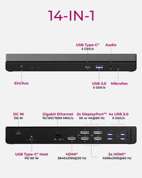ICY BOX IB-DK2244AC Kabelgebunden USB 3.2 Gen 1 (3.1 Gen 1) Type-C Schwarz