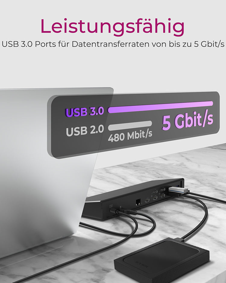 ICY BOX IB-DK2244AC Kabelgebunden USB 3.2 Gen 1 (3.1 Gen 1) Type-C Schwarz