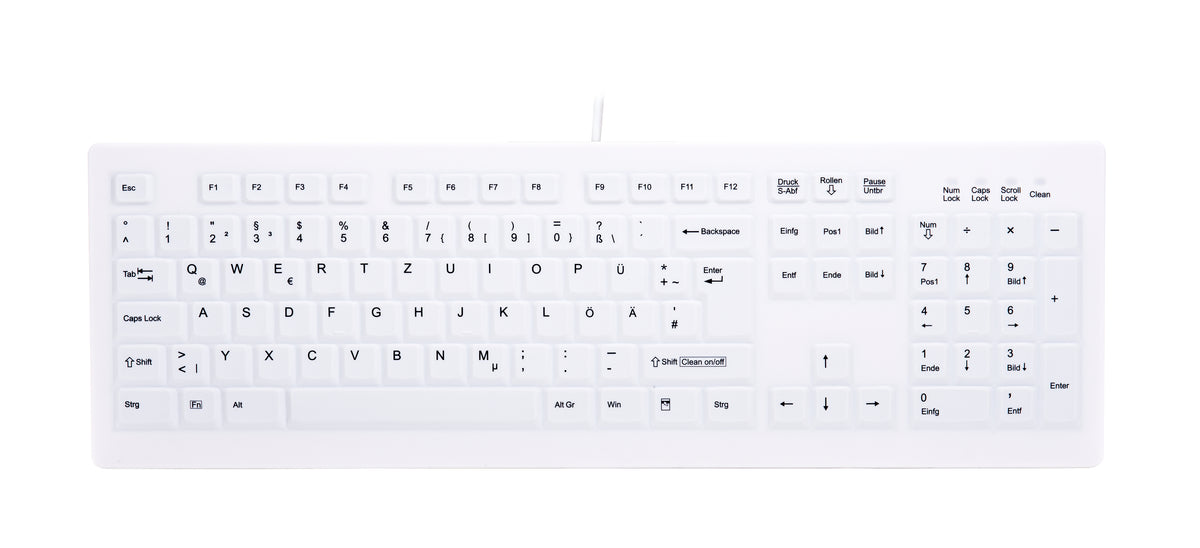 Contour Design Active Key Contour ClassicClean Medizinische Tastatur Abnehmbare Abdeckung Full-Size Kabelgebunden Weiß DE C8100