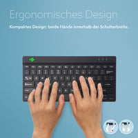 R-Go Tools Ergonomische Tastatur R-Go Compact Break, kompakte Tastatur mit Pausensoftware, QWERTY (US), Bluetooth, Schwarz