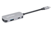 Manhattan 130707 laptop-dockingstation & portreplikator Kabelgebunden USB 3.2 Gen 1 (3.1 Gen 1) Type-C Aluminium