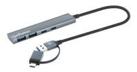Manhattan 181075 laptop-dockingstation & portreplikator Kabelgebunden USB 3.2 Gen 1 (3.1 Gen 1) Type-A + Type-C Grau