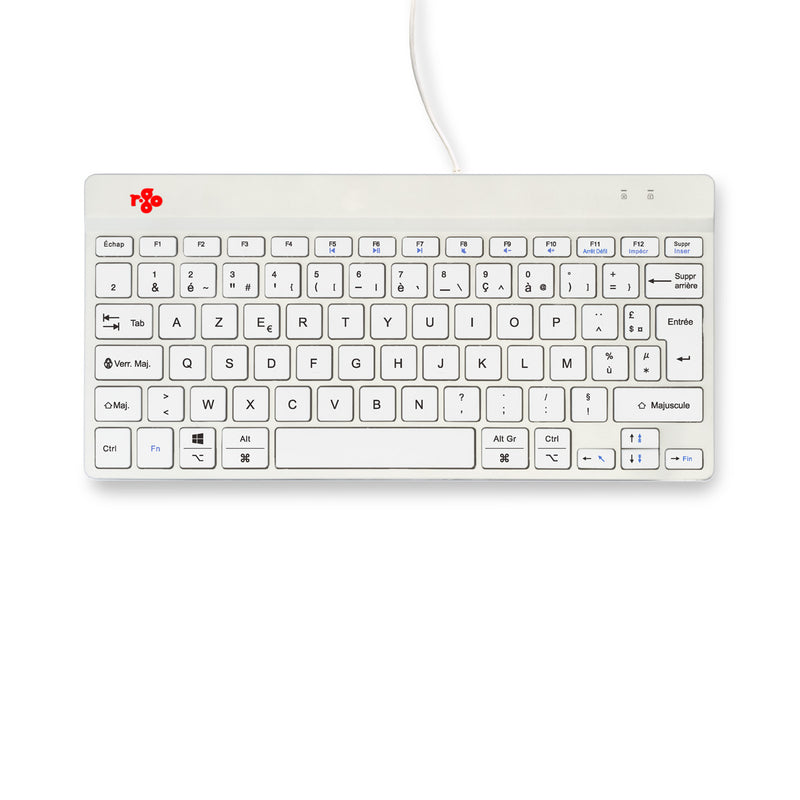 R-Go Tools Ergonomische Tastatur R-Go Compact Break, kompakte Tastatur mit Pausensoftware, AZERTY (FR), Kabelgebunden, Weiß