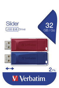 Verbatim Slider - USB-Stick - 2x32 GB, Blau, Rot