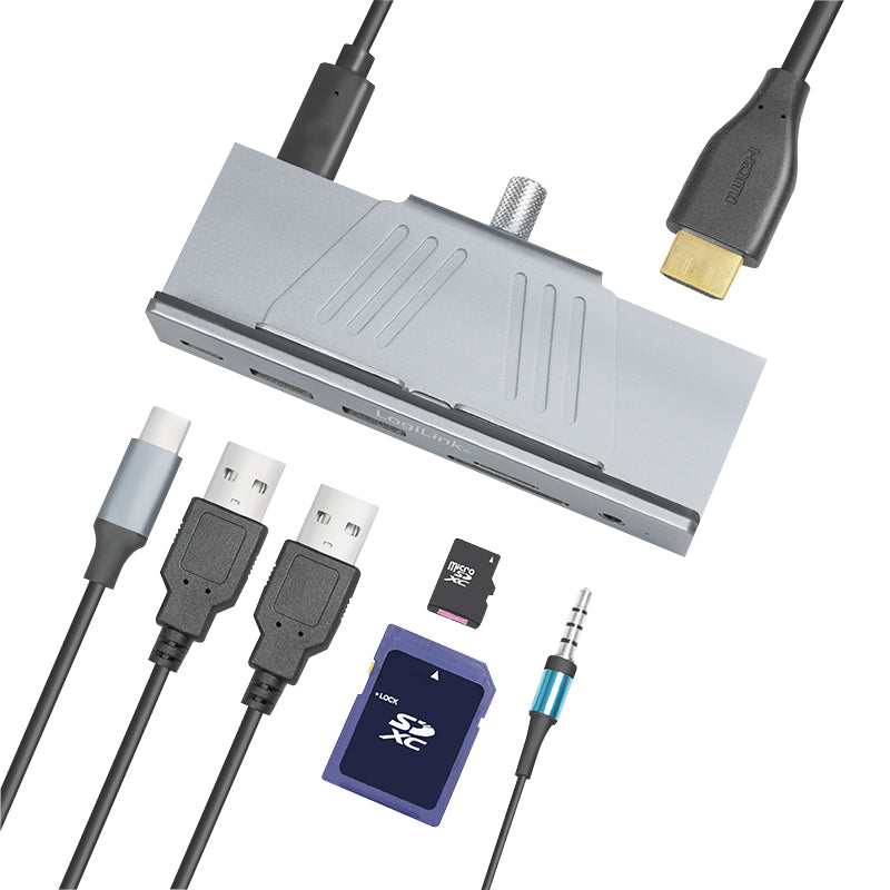 LogiLink UA0347 laptop-dockingstation & portreplikator USB 3.2 Gen 1 (3.1 Gen 1) Type-C Aluminium