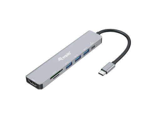 Equip USB-C 7-in-1 Multifunktionsadapter, HDMI 4K/60Hz, USB 3.2 Gen1 x 3, TF/MICRO SD, 100W USB PD